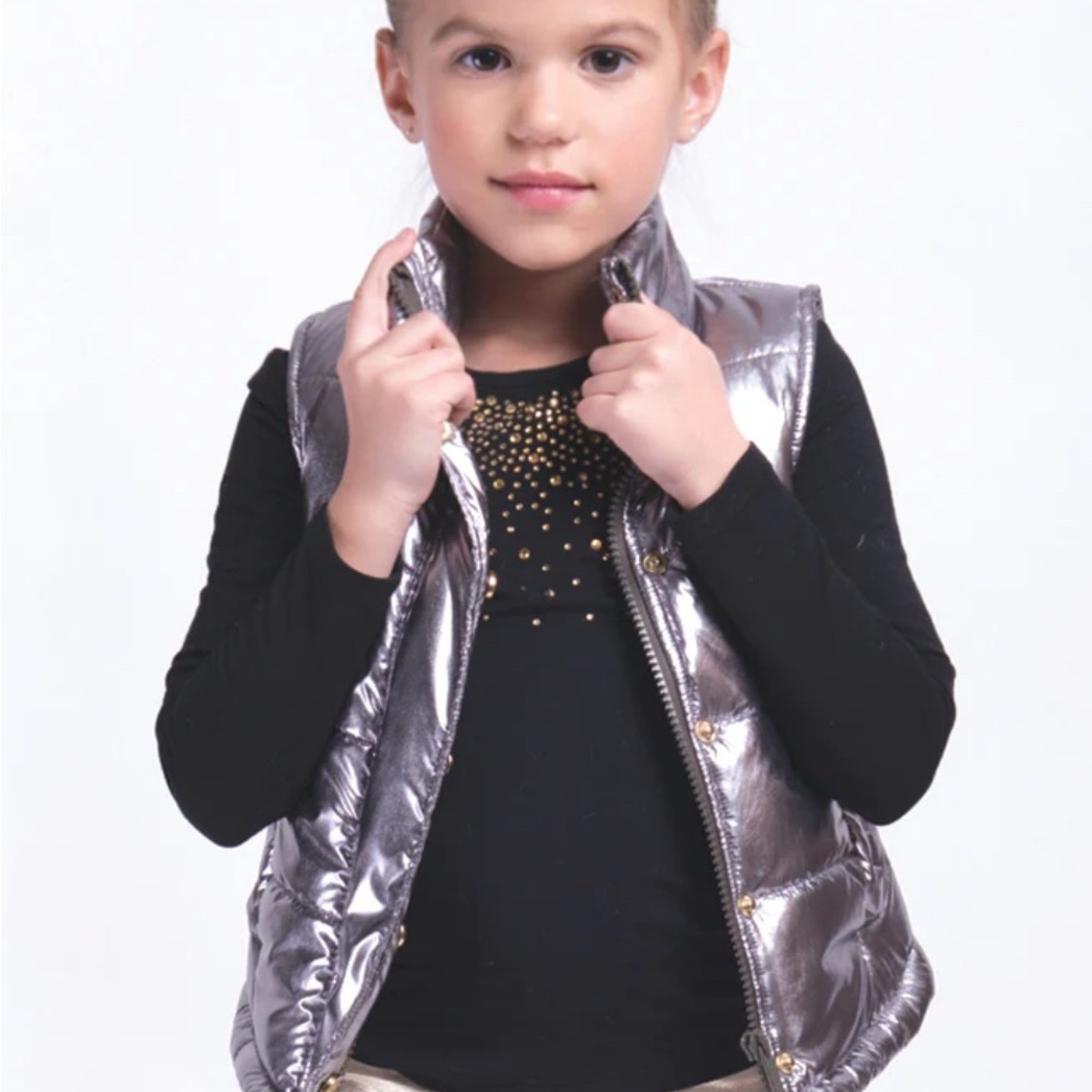 Imoga Silver Vest Cozy Fleece Lined Fay Girls Size 3 Weather Trends 100% Nylon